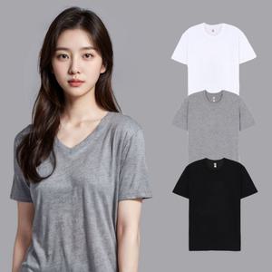 브이넥 반팔 V넥 라운드 면 무지티 기본티 교복티