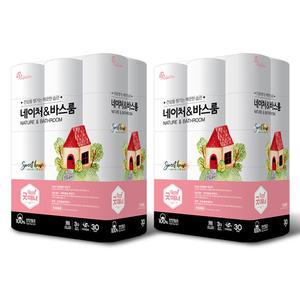 굿매너 네이처&바스룸 100%천연펄프 3겹 30롤x2팩 / 60롤 화장지 휴지