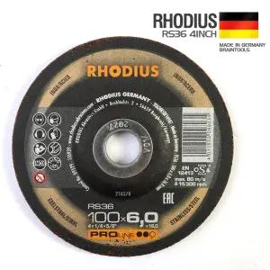 독일생산 멀티소재 연마석 RS36 4인치 강철 주철 스텐레스 연마돌 연마날 그라인더날