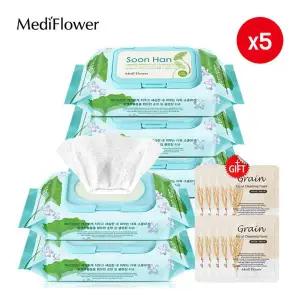 [메디플라워]센텔라 순한 딥 클렌징 티슈 100매x5+파우치10매