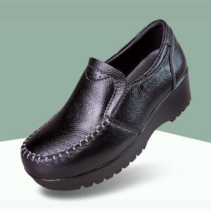 마마슈 이튼 여성 가죽 5cm 통굽 로퍼 구두 스티치 발편한 고급 캐주얼화 푹신한 쿠션 논슬립 중년 엄마