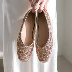 [분홍코끼리]선샤인 글리터 골드 플랫(2cm)