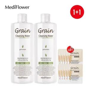 [메디플라워]대용량 곡물 페이셜 클렌징워터 500mlx2+파우치10매