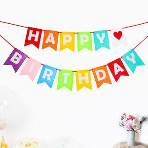 펠트 생일 가랜드 오각페넌트 파티 장식 배너 기념일