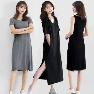 심플 홈웨어 롱원피스 미니 미디 반팔 잠옷 실내복 파자마 이지웨어 모달 원피스