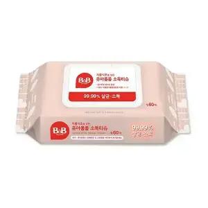 비앤비 자몽식초 유아용품 소독티슈 캡형 60매 x1팩 세정 안심제균