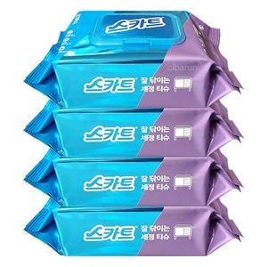 스카트 잘닦이는 세정티슈 캡형 80매x4개