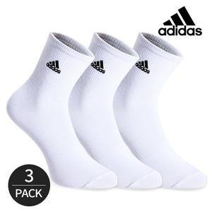 [아디다스] 여성 심플 무지 자수 중목양말 3P_WH