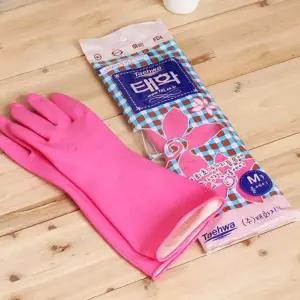 태화 주방 고무 장갑 올A 중 M 천연 고무 핑크 1켤레