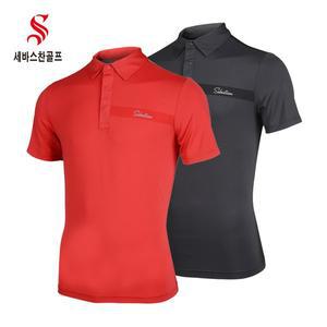 [세바스찬골프]국내생산) 남성 앞뒤 반전 솔리드 카라넥 반팔 티셔츠 J111 J112 골프웨어