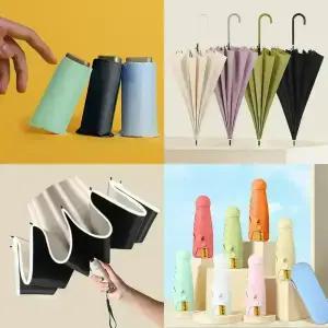 1개+1개 미니 우산 초경량 자외선 차단 3단 자동 우산 암막 원터치 접이식 대형 장우산 골프