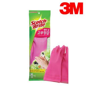 3M 스카치브라이트 황토 숯 고무 장갑 중형 설거지 주방 다용도 청소