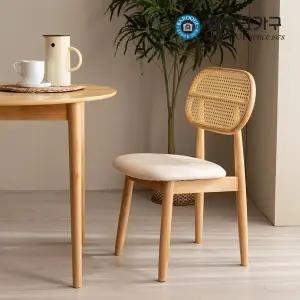 토니 라탄 1인용 원목 식탁의자/가죽형_착불배송