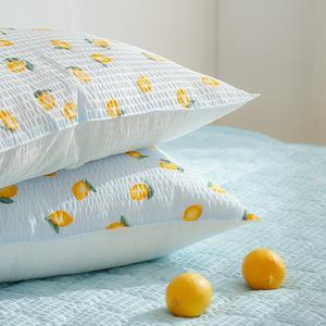 아르페지오베이직 레모네이드 블루 시어서커 여름 베개커버, 50X70