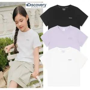 [디스커버리키즈](김해점)정상가 39000원  기본로고 여아 크롭티셔츠 DKRS52053( 2장 구매시 무배)
