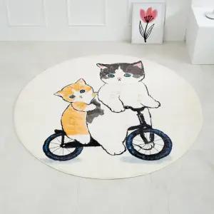 홈메이드  냥이 원형러그 구름 러그 먼지없는 거실 카페트 워셔블 K형