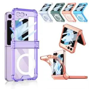 갤럭시 z플립 6 5 투명 마그네틱 링 힌지 보호 풀커버 케이스