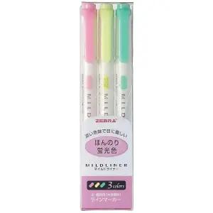 제브라 형광펜 마일드라이너 3색세트