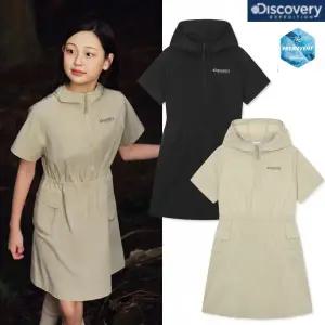 [디스커버리키즈](김해점)30%할인 여아 프레시벤트 경량 우븐 후드 반팔 원피스