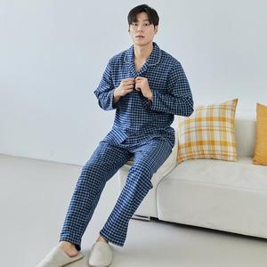 [신세계몰]찌니야 국내제작 남성잠옷 마블체크 16수 기모 긴팔상하세트