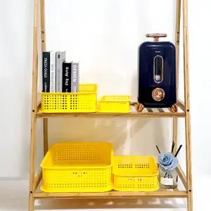 스텝 정리 수납 바구니 수납함 노란바구니 학교 교구상자 4호