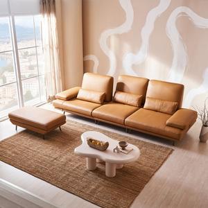 [다우닝]플라나 3.5인 스윙 전체 통가죽 소파+스툴