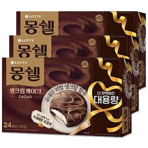 롯데 몽쉘 생크림케이크 카카오 24개입 816g 3개
