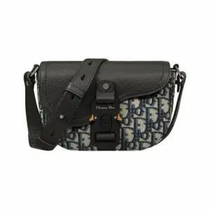 [명품] SADDLE 스트랩 파우치 베이지 블랙 오블리크 자카드 2ADCA435YKS_H27E