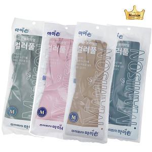 마미손 고무장갑 프리미엄 파스텔 컬러 설거지 식품 장갑  4장세트