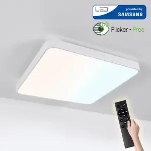 LED 방등 리모컨 사각방등 클린 슬림 삼색디밍 밝기조절 삼성칩 플리커프리 거실등 전등교체