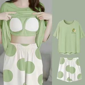 쉬블림로브 (반팔+}반바지)여성 홈웨어 캡내장 잠옷 세트 GGWD0547