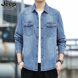 JEEP 긴팔 데님 셔츠 남성 캐주얼 루즈 재킷