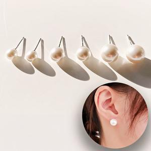 진주 은침 귀걸이 3쌍 세트 혼주 웨딩 귀고리 6mm 8mm 10mm