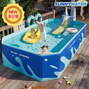 써니워터 원터치 접이식 풀장(XXL-390) 블루 접이식수영장 접는풀장 유아 어린이풀 물놀이 강아지수영장 볼풀장 욕조 베란다 실내 패밀리풀