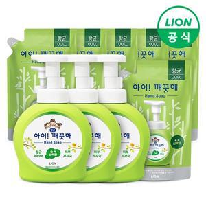 [라이온코리아]아이깨끗해 손세정제 숲속산책 용기 490ml 3개+리필 450ml 6개