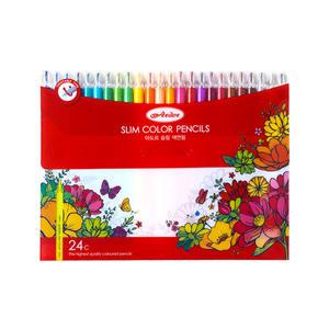 동아연필 홍당무 돌려쓰는 아도르 슬림색연필 2mm 24색