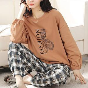 쉬블림로브 (긴팔+긴바지) 여성 체크 홈웨어 파자마 잠옷 세트 GGWD0629