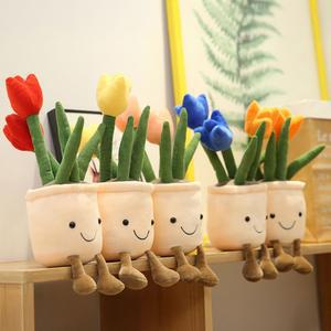스마일 튤립 인형 인테리어 소품 사무실 책상 카페 방 꾸미기