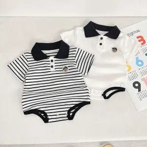 [보리보리/조이멀티]블랙라인 반팔 곰돌이 카라 바디슈트 205815