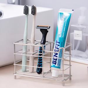 [1개+1개] 투웨이 스텐 칫솔 꽂이 치약 면도기 걸이 통 칫솔거치대 (4구/6구)