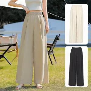 [KYJ 김영주골프][김영주골프] 여름 시원 쿨링 와이드핏 밴딩 여성 와이드 팬츠 KPMLSL19