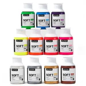 알파 소프트바디 아크릴물감 250ml 11색세트 형광7색+펄4색