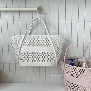 실리콘목욕가방 젤리 휴대용 바구니 젤리백 토트백 화이트 물빠짐 핑크노사이즈 사우나