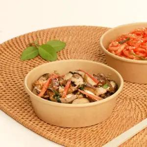 [해피팩]130파이 일회용 크라프트 종이그릇 350ml 1박스 600개