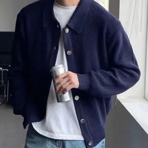 남성 카라넥 니트 가디건 스탠다드핏 꾸안꾸 간절기 봄 가을 겨울용 심플 데일리 가디건 3color