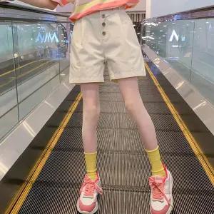 단추핀턱3부팬츠 여아 면 반바지 초등생 면팬츠 주니어 스판 여름 아동 숏팬츠 여