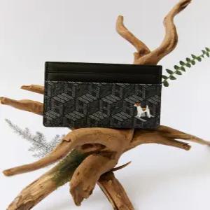 헤지스 액세서리 남성 25SS [스테디셀러] 블랙 이니셜로고 가죽 카드지갑 WUHO5E904BK