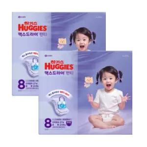 2025 맥스드라이 (팬티형) 8단계 공용 (27매X2팩) 수퍼점보형 하기스 기저귀
