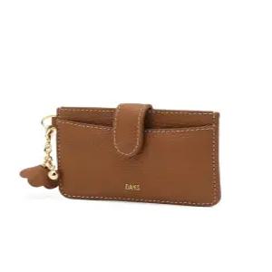 닥스 액세서리 26SS [ZALEA] 젤라 브라운 소가죽 플라워 참장식 카드지갑 DCHO6E018W2