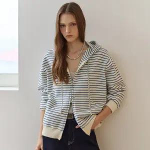 [MAXZA] 스트라이프 니트 후드 집업